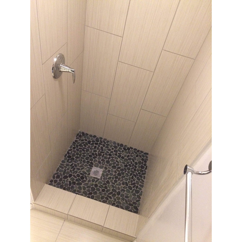 Congo Black Natural Stone Pebble Mosaic Tile Sheet Matte Finish Waterproof Indoor Use 12" x 12"
