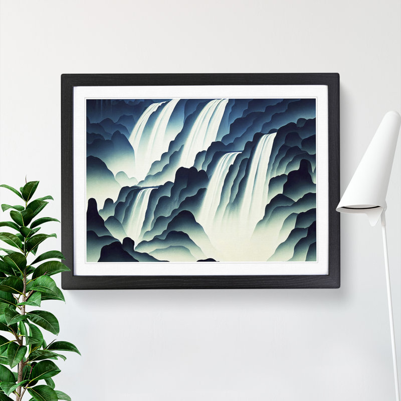 Gorgeous Waterfall - Single Picture Frame Print, Black Framed, 46cm H x 64cm W x 2cm D