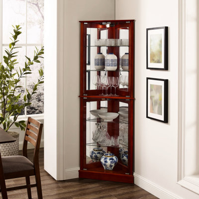 Vitrine en cerisier - Éclairage arrière rétro-éclairé à tablettes réglables