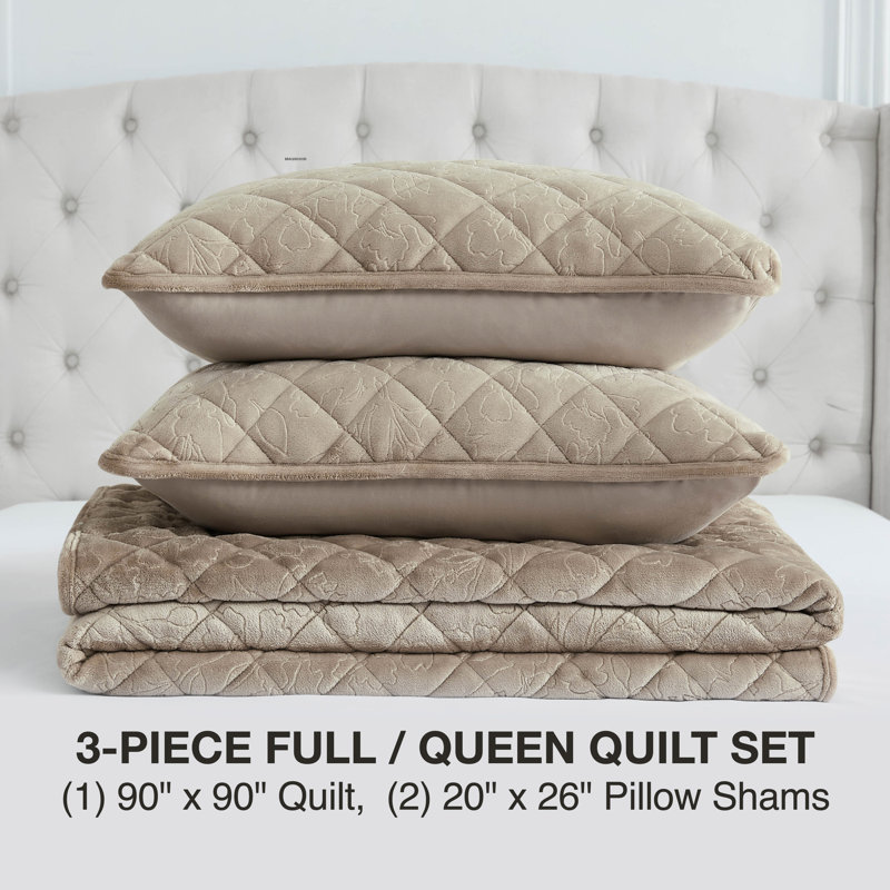 BCBG Maeve Embossed Plush Quilt Sets, Full/Queen