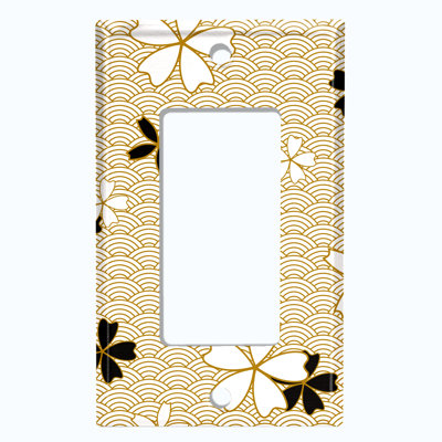 Couvercle de prise de plaque d'interrupteur en métal (motif floral brun clair - bascule simple)
