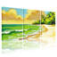 Nautique et plage, plage tropicale avec palmiers et vagues de l'océan, ensemble de 3 impressions sur toile-937275528
