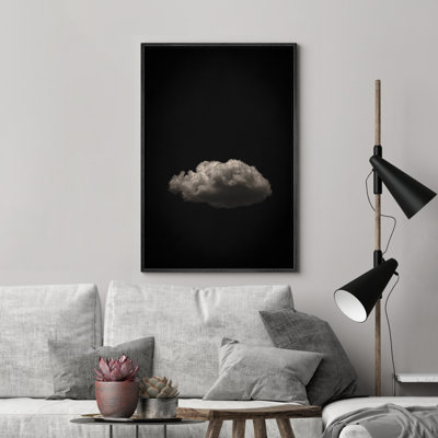 Illustration de minimaliste blanc sur fond noir avec nuages blancs