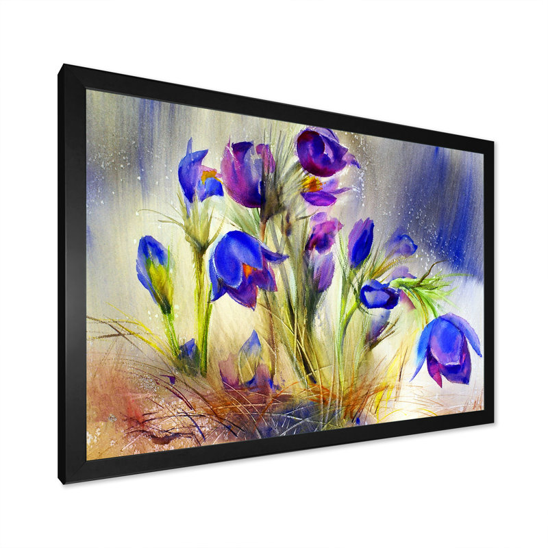 «Beautiful Blue Spring Flowers», reproduction de cadre photo sur toile, Cadre noir, H 8 po x l 12 po x P 1 po