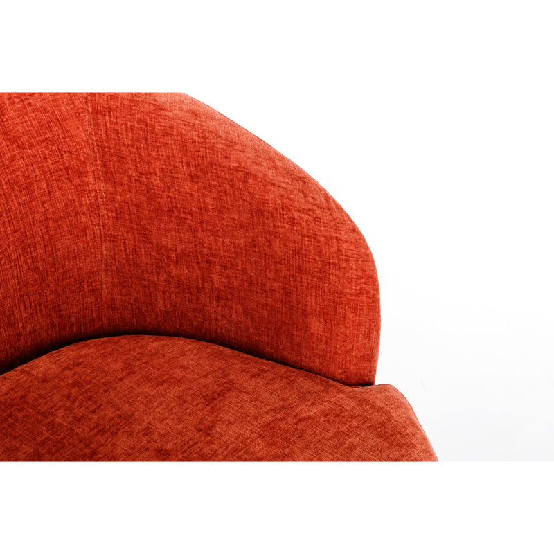 Fauteuil en chenille orange brillant avec option pivotante à 360 °, base brillante, Orange