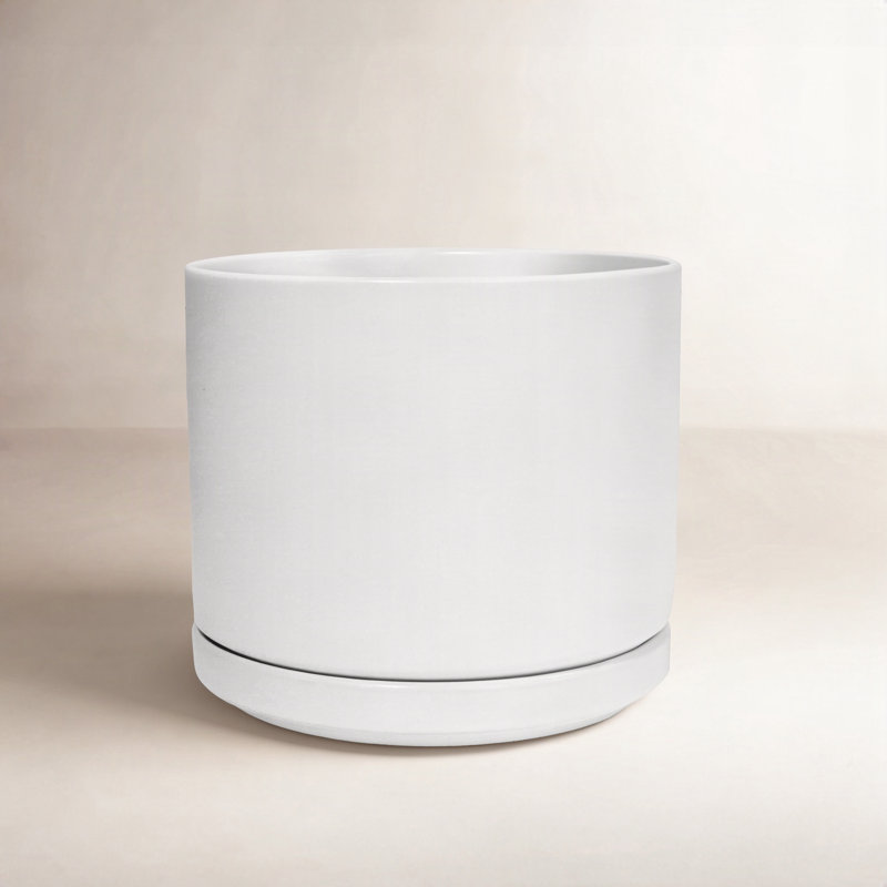 Cheryl Handmade Ceramic Pot Planter, White, 6.1" H x 6.75" W x 6.75" D