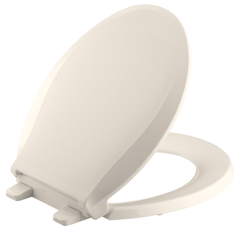Cachet Round-Front Toilet Seat with Quiet-Close Lid and Seat and Grip-Tight Bumpers, Innocent Blush, Non Ready Latch