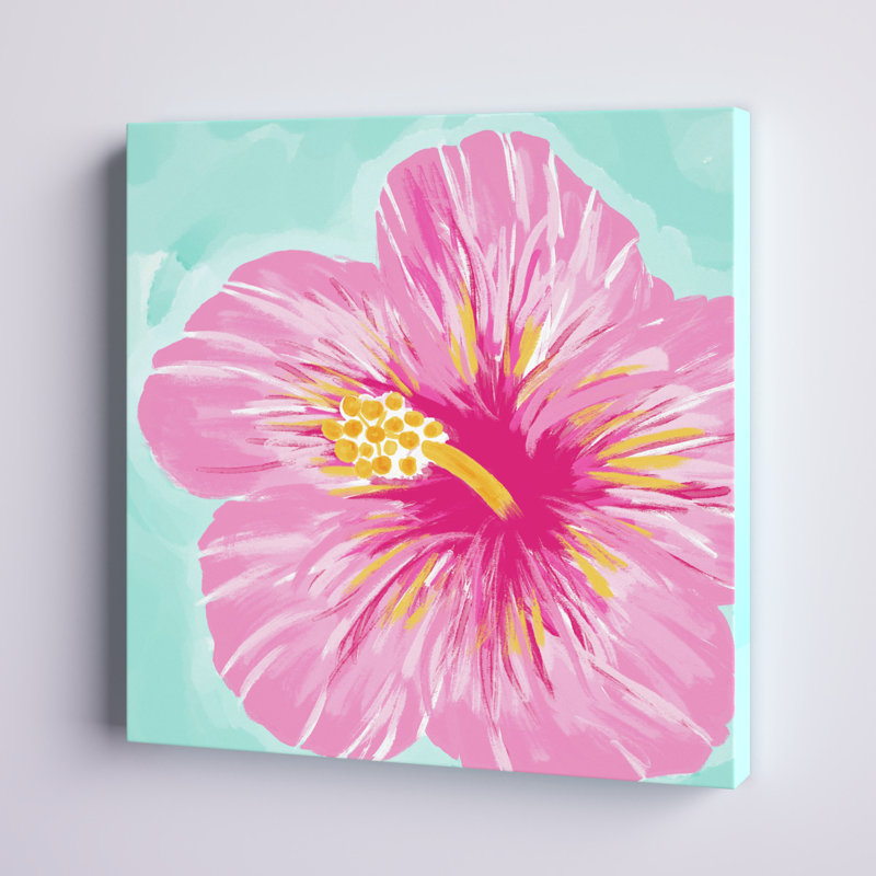 Hibiscus d'Hawaï - peinture sur toile tendue, H 12 po x l 12 po