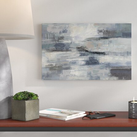 Clear Water Indigo and Gray' Acrylic Painting Print on Wrapped Canvas