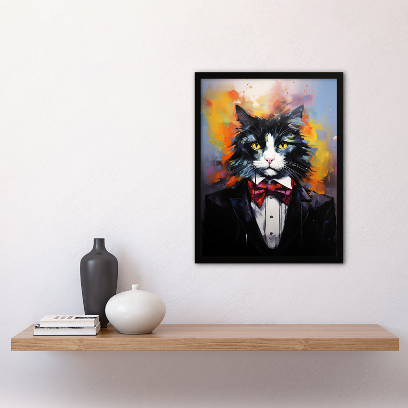 Tuxedo Cat Black White - Single Picture Frame Print