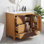 Meuble-lavabo de style moderne Mid-Century 30 po avec lavabo - Armoire autoportante en bois artistique avec 3 tiroirs et porte à fermeture en douceur, panneau à cannelures bicolore