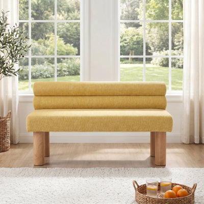 Upholstered Ottoman Bench Solid Rubber Wood Support 300LBS Capacity Entryway Dining Room Bedroom End of Bed Bench