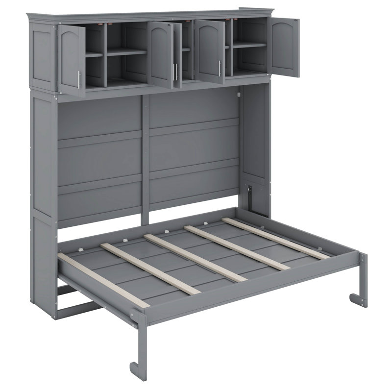 Lit escamotable mural avec armoires Nohealani, Grand, gris