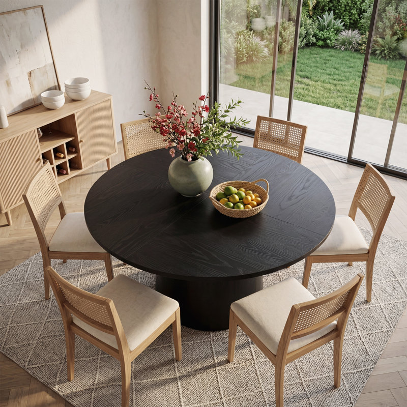 Table de salle à manger ronde de 47 po, table de cuisine moderne avec base à piédestal, table de salle à manger circulaire pour 4 à 6 personnes