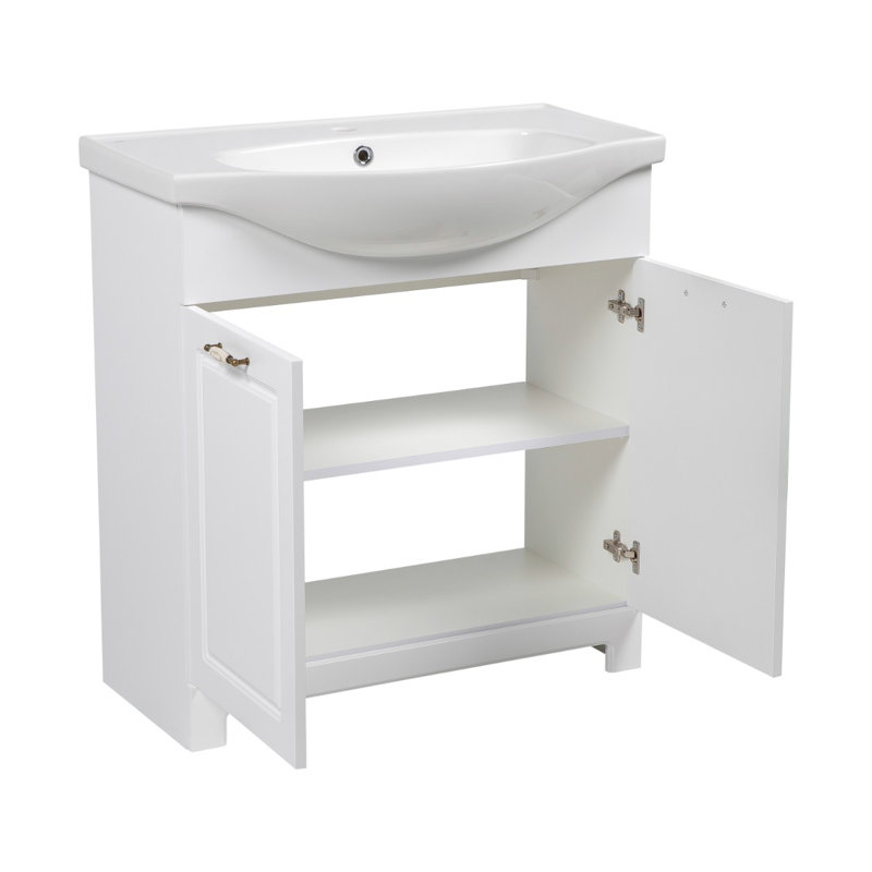 Ensemble de meuble-lavabo simple 32 "avec miroir Alcimon, Blanc mat