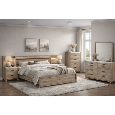Classic Panel Bedroom Set in Brown Finish