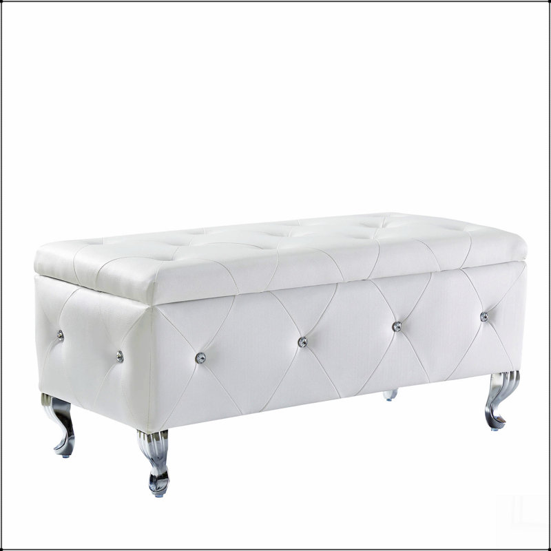 Repose-pieds rembourré avec rangement pour repose-pieds rectangulaire