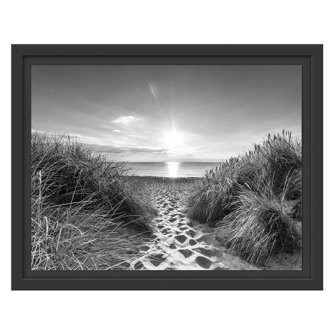 Gerahmtes Wandbild der Weg ins Meer Kunst B&W