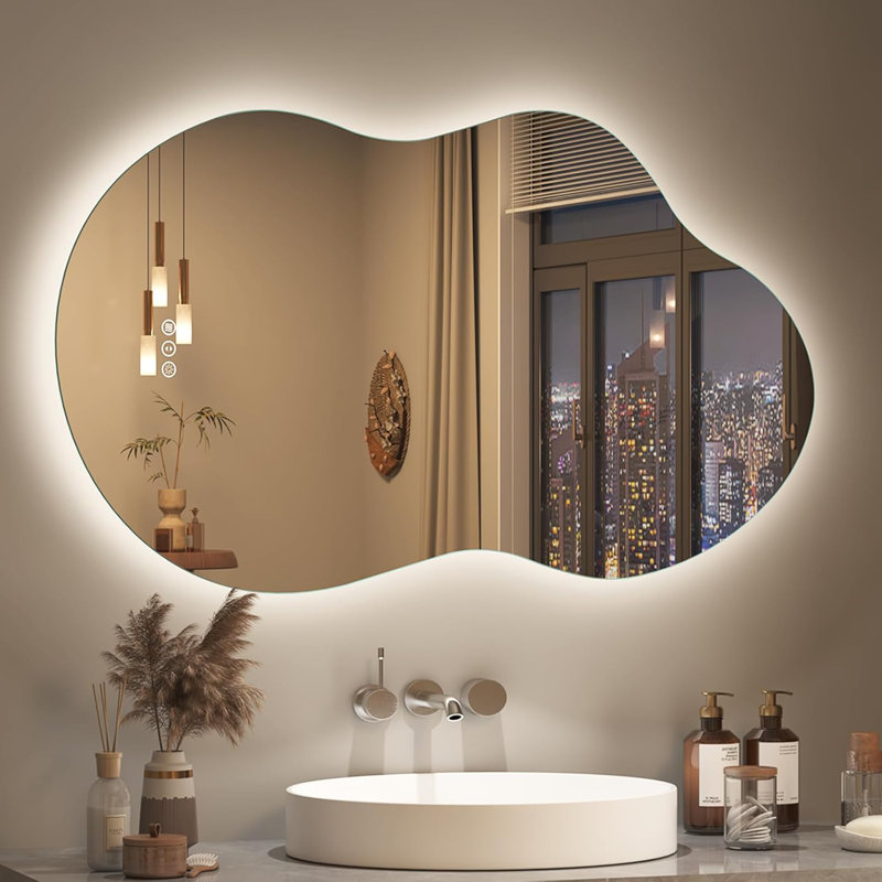 Miroir de salle de bain Molly, 36 po x 20 po, Avant et rétroéclairé