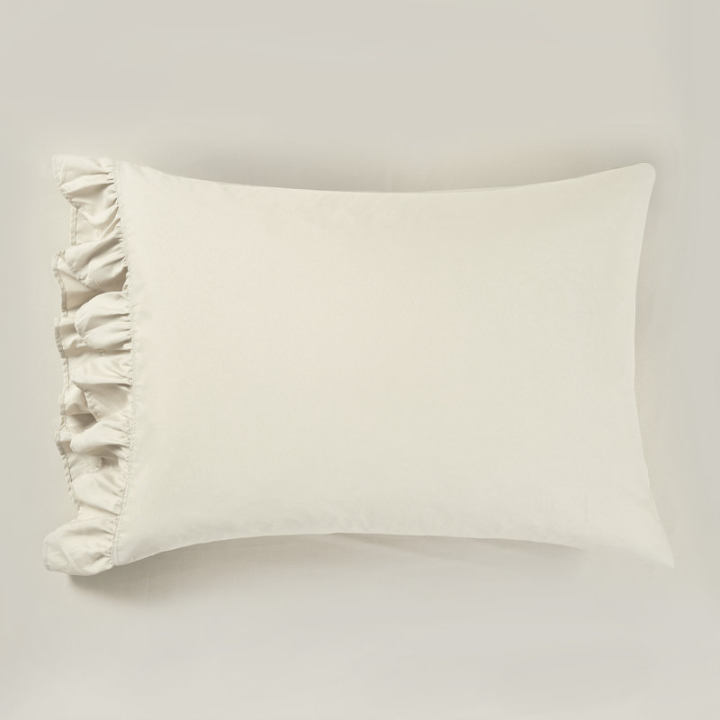 Reyna Ruffle Microfiber Sheet Set, Wheat, Full Sheet Set with Fitted Sheet and 4 Pillowcases