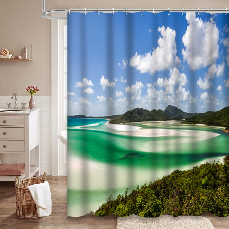 Rideau de douche avec 12 crochets Queensland, L 72 po x l 78 po