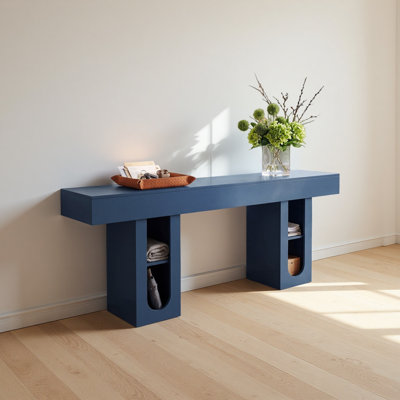 Console de 63 pouces de long avec prise de courant, table de vestibule avec tablettes de rangement, canapé de ferme en MDF à haute densité et épais pour couloir derrière le canapé