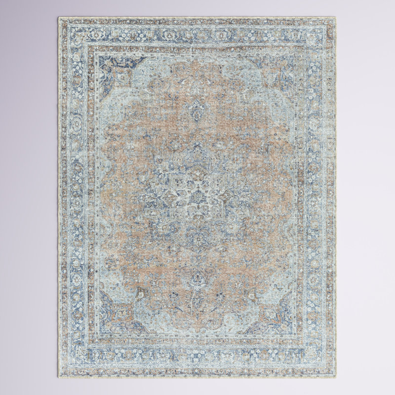 Tapis oriental bleu, Rectangle 5 pi 3 po x 7 pi 3 po