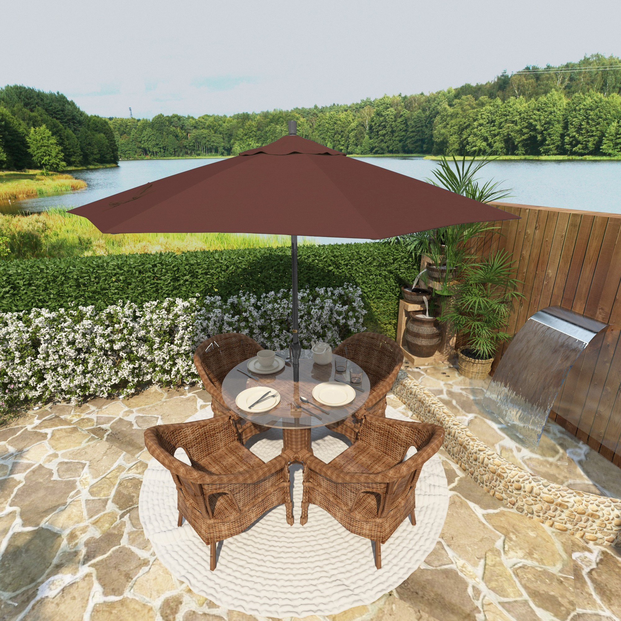 Lexia 90'' Sunbrella® Outdoor Umbrella, Canvas Henna Sunbrella® Canvas