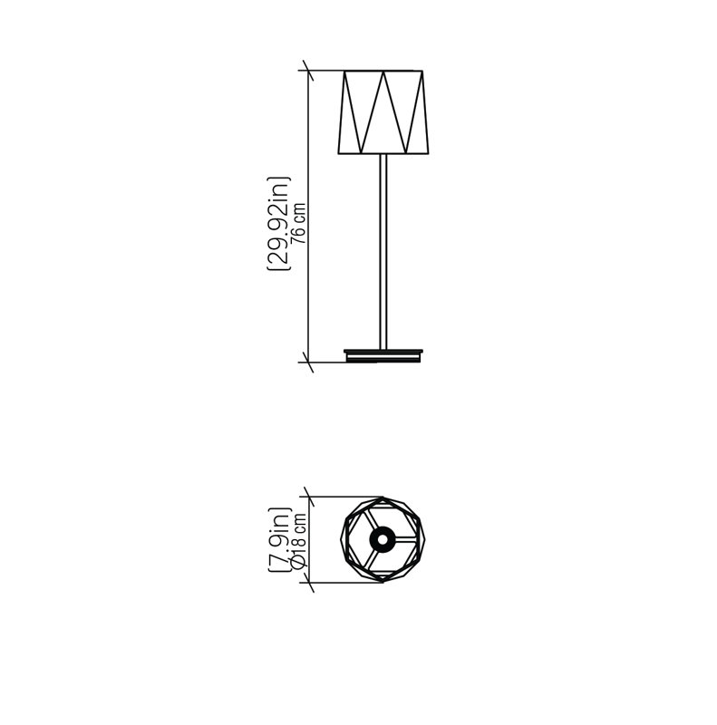 Facet Buffet Table Lamp, 29.92" H x 7.9" W x 7.9" D, Teak