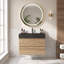 Meuble-lavabo mural moderne 30 po brun avec lavabo à surface solide noir mat, tiroirs souples-131320886-131320888