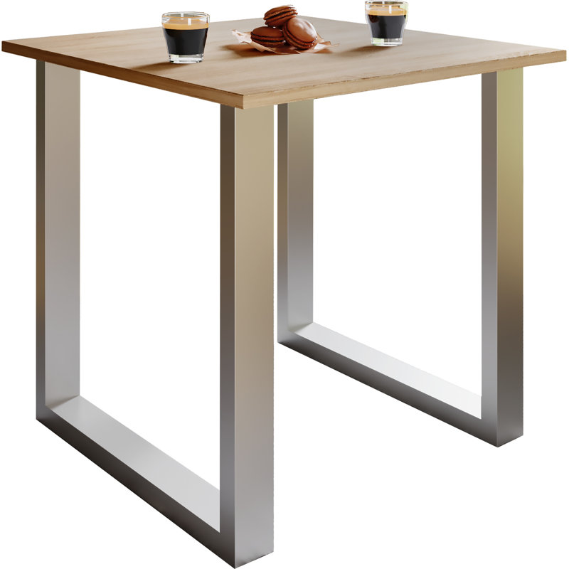 Alexious Metal Base Dining Table, 76cm H x 80cm W x 50cm D, Browning, Natural brown