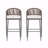 Set Of 2 Outdoor Patio Barstools, 30.25" Seat Height Metal Frame With PE Rattan Scallop-Shaped Backrest-2039087265-2039087326-2039087327
