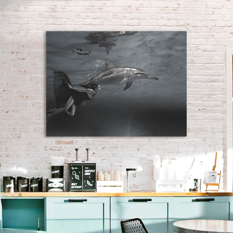 Swimming In The Ocean by Marc Moreau - No Frame Print on Canvas, 70cm H x 100cm W x 4cm D