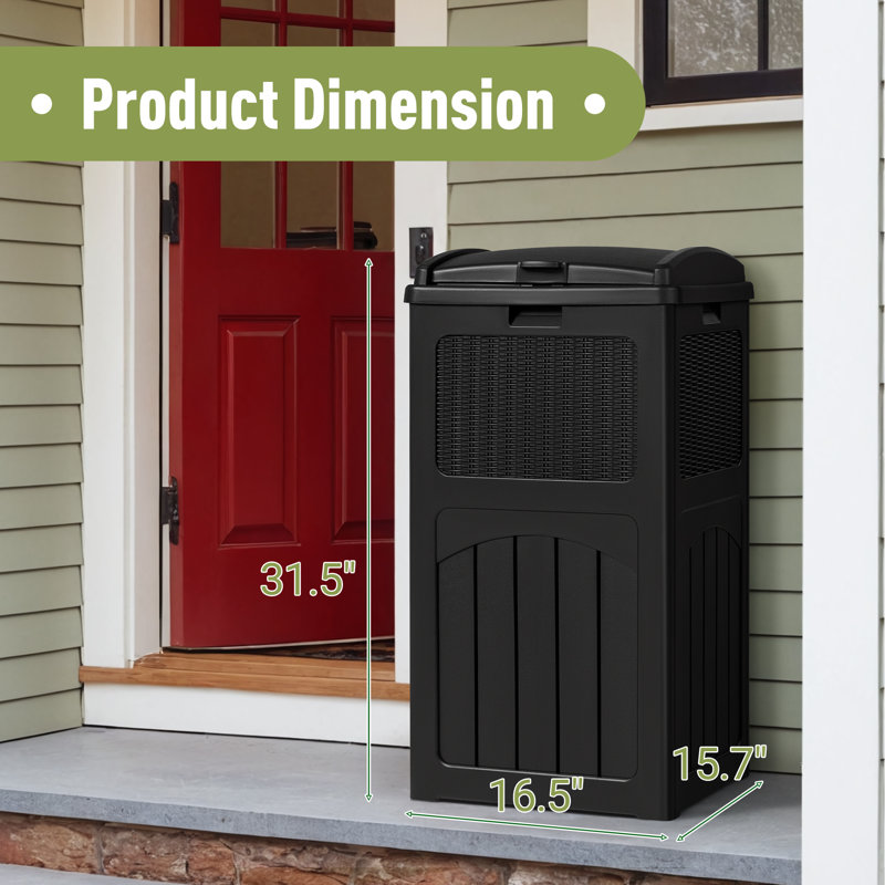 Devoko 33 Gallon Manual Lift Trash Hideaway Container, Black