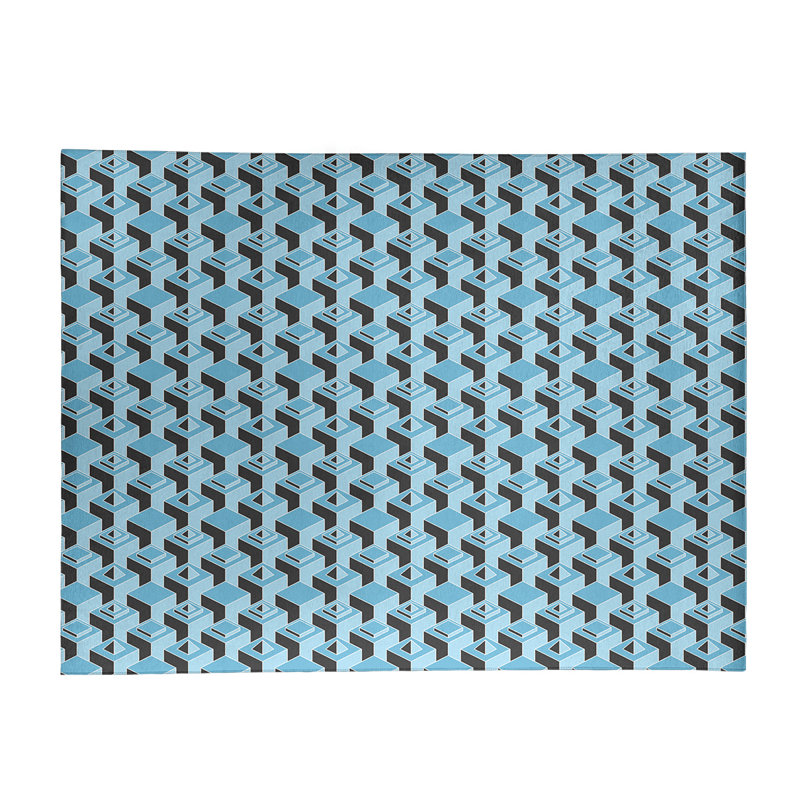 Tapis bleu/noir skyscrapers, Rectangle 4 pi x 6 pi