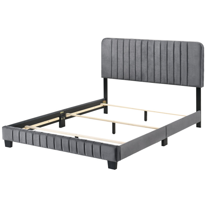 Anjelah Upholstered Standard Bed, Gray, King