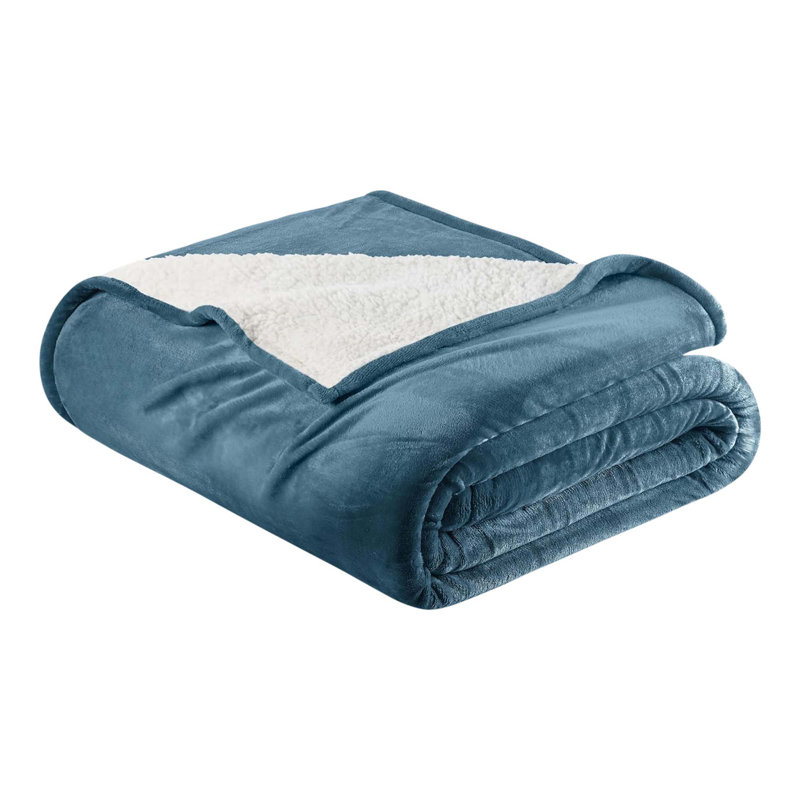Ultra-Soft Velvet Plush Reversible Sherpa Blanket, Ivory, King