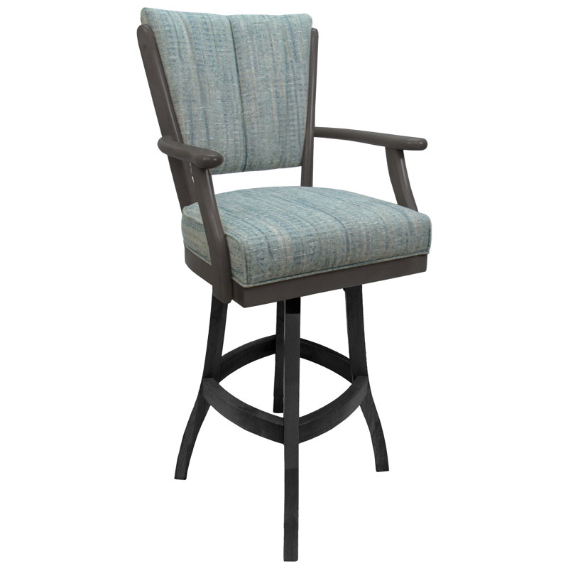 Très grand tabouret pivotant en bois Irminger, Blue/Dark Gray Frame, Tabouret de bar (siège d'une hauteur de 30 po)