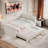 Upholstered Daybed With Trundle, Three Drawers And Vertical Striped Design-823931363-823931356