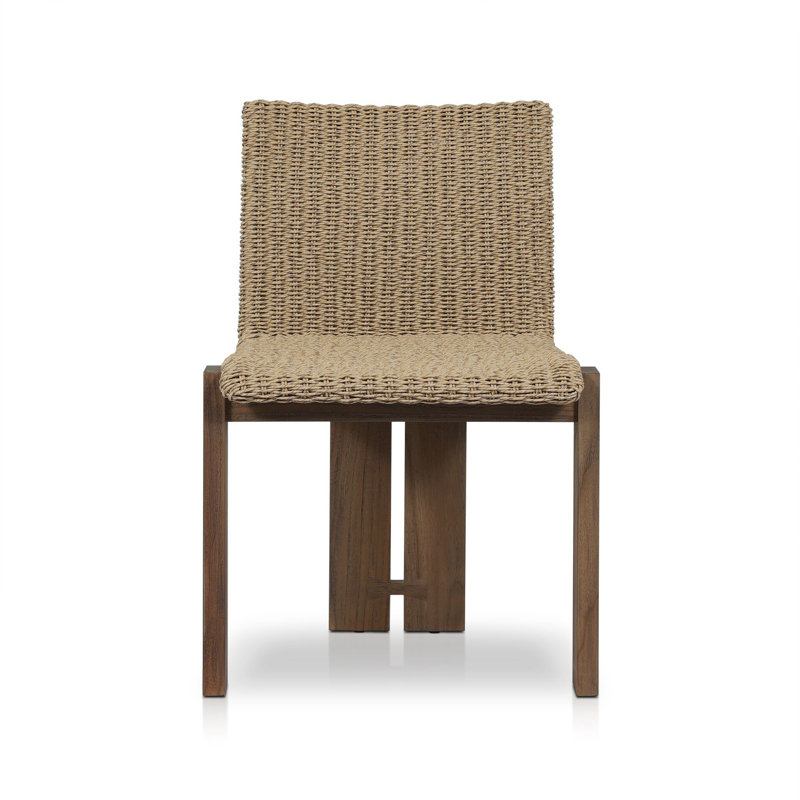 Chaise d'appoint de patio en teck Padme, Teinté brun grillé