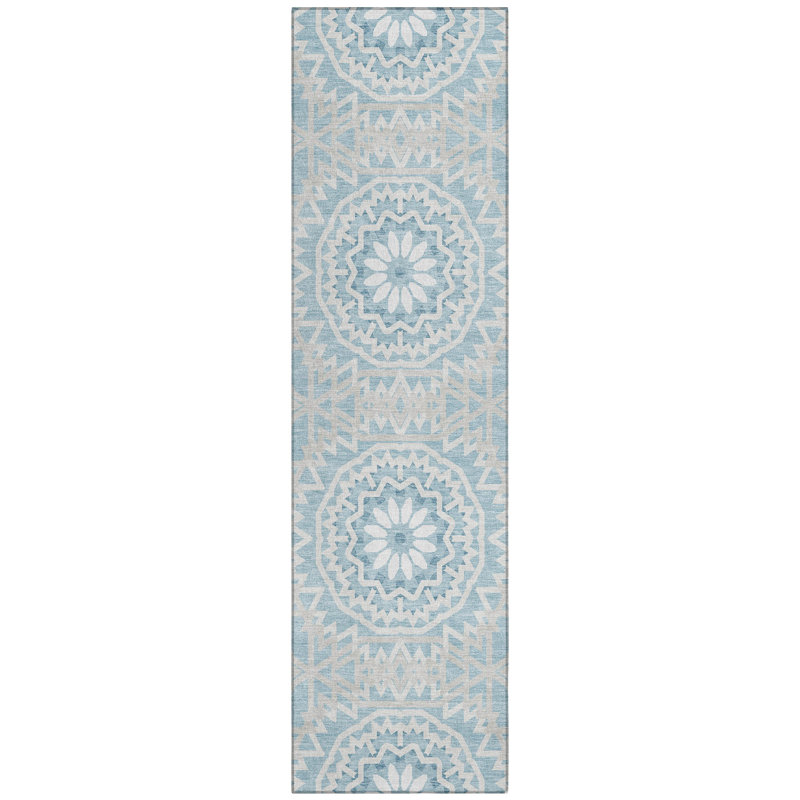 Khiron Washable Geometric Indoor / Outdoor Rug, Runner 2'3" x 7'6"