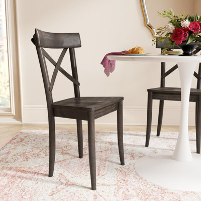 Lorelei Solid Wood Cross Back Side Chair in Dark Brown by Kelly Clarkson Home