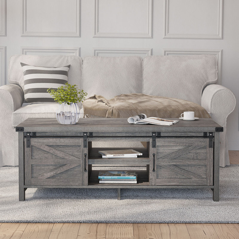 Table basse Mikiya, Plateau gris / base grise