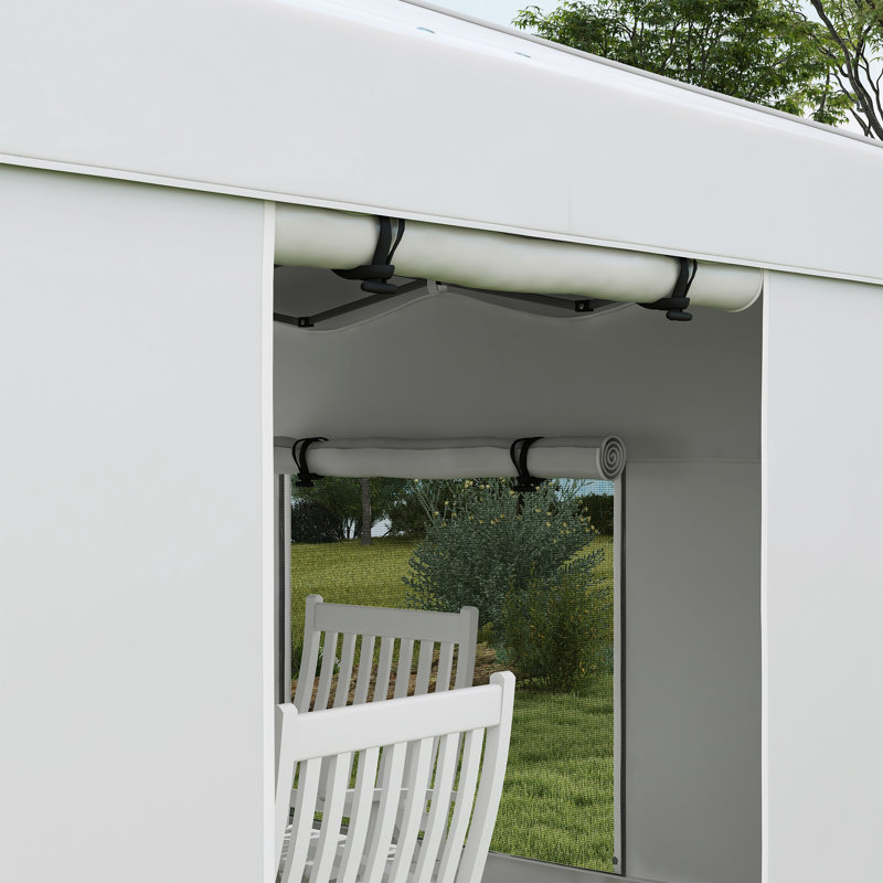 Outsunny 9.7' X 9.7' Pop Up Canopy With Sidewalls, White