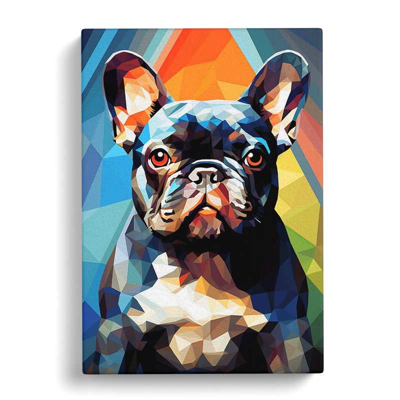French Bulldog Geometric - Wrapped Canvas, 50cm H x 35cm W x 3cm D