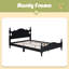 Structure de lit double en bois pleine grandeur, lit plateforme de style rétro avec support en lattes de bois-225543098-225543097