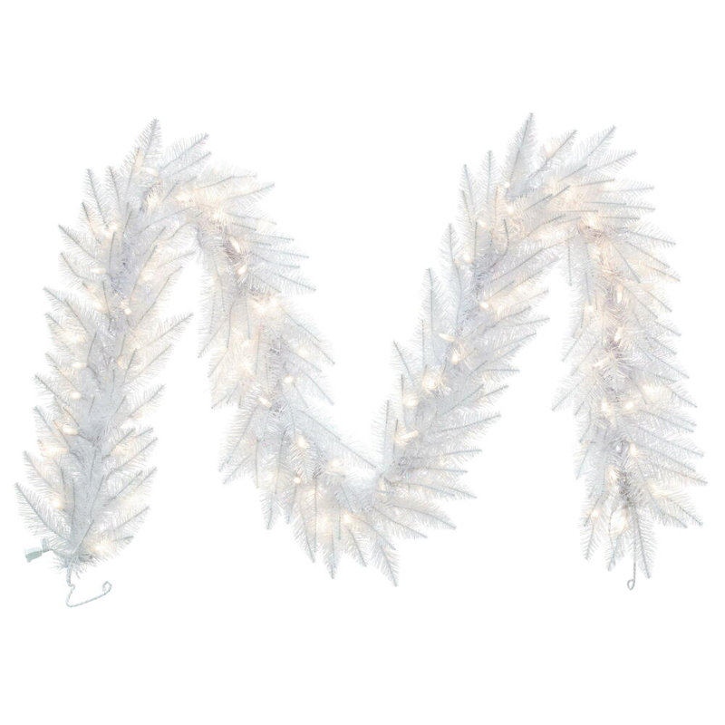 Sparkle White Spruce 108 " Pre-Lit Mixed Greenery Garland