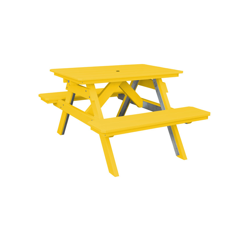 Table de pique-nique rectangulaire, Jaune citron, L 44 po x L 60 po