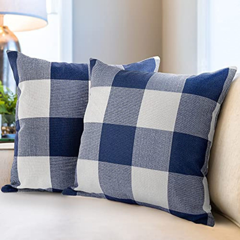 Zulay Pack Of 2 Buffalo Plaid Throw Pillow Covers - Farmhouse Porch Pillows Outdoor & Indoor Covers 18x18 Inches
