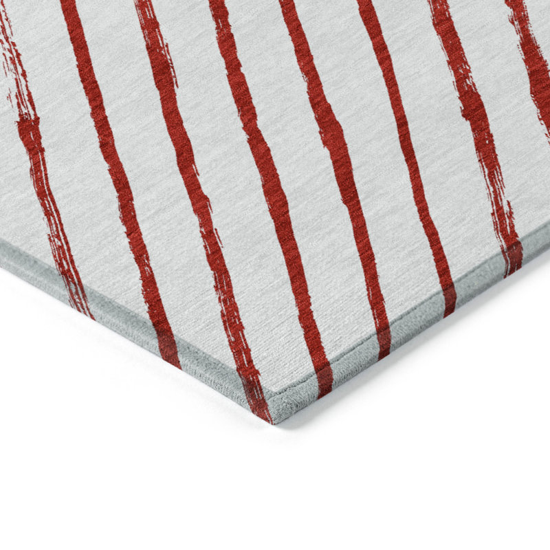 Tapis rouge de Noël Xhevrie intérieur / extérieur lavable à la machine, Rectangle 1'8" x 2'6"